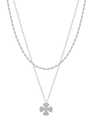 Silver Clover Layered Necklace