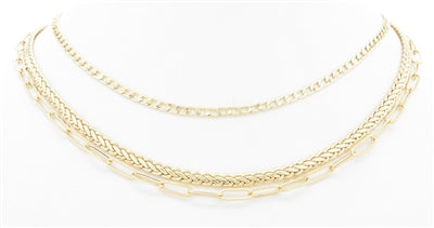 Gold Three Chain Layered Necklace