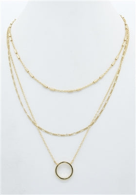 Gold Open Circle Layered Necklace