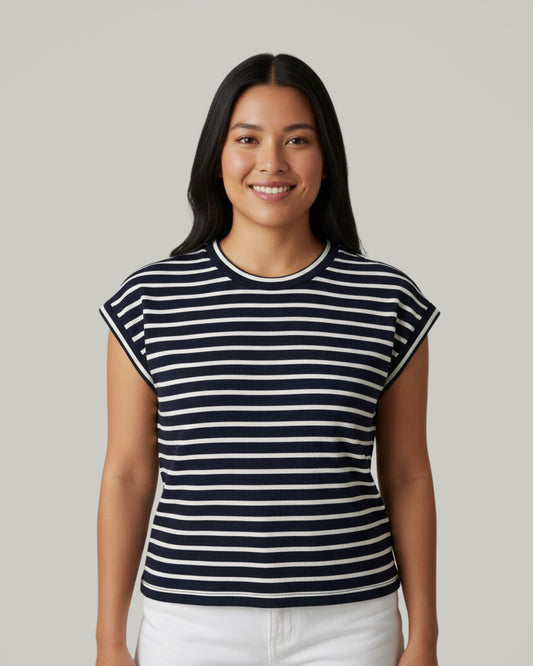 navy-white-striped-top