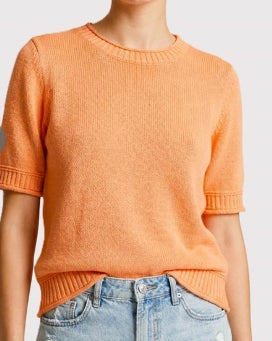 Orange Short Sleeve Crewneck Sweater
