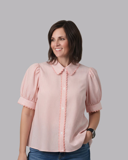 peach-stripe-scallop-edge-button-down-collar-top