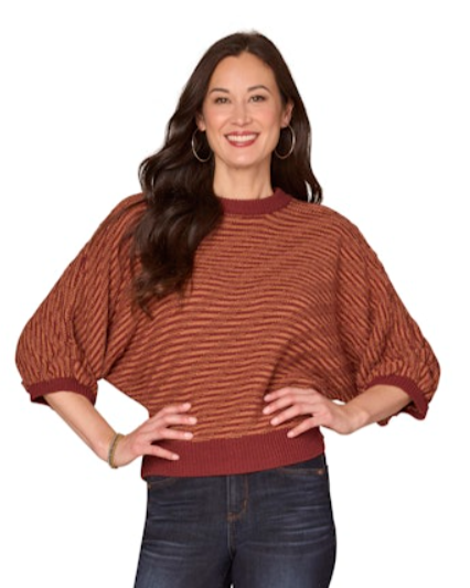Rust & Orange 3/4 Doleman Sleeve Sweater