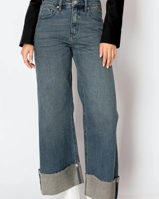 Artemis - Tummy Control High Rise Cuffed Wide Leg Jean