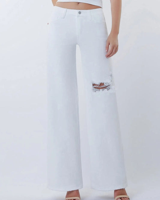 Vervet - "Optic White" Mid Rise Wide Leg