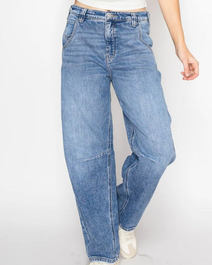 Artemis - Adjustable Strap Waistband Barrel Jeans