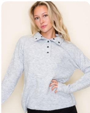 Heathered Grey Mock Neck Sweater