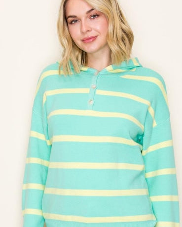 Mint w/Yellow Striped Hoodie