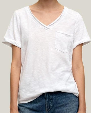 Raw Hem V Neck T-Shirt