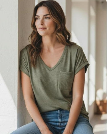 V-Neck Slub Terry Top