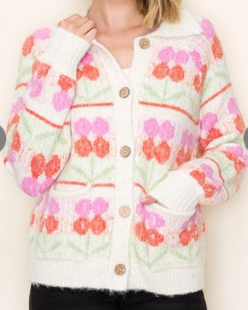Pink & Orange Floral Cardigan