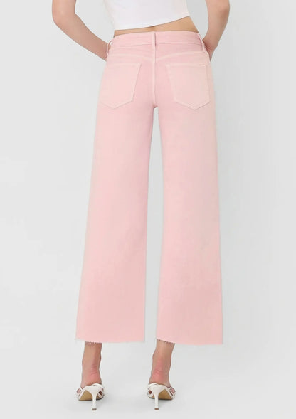 Pale Pink High Rise Crop Wide Leg "Pale Lilac"