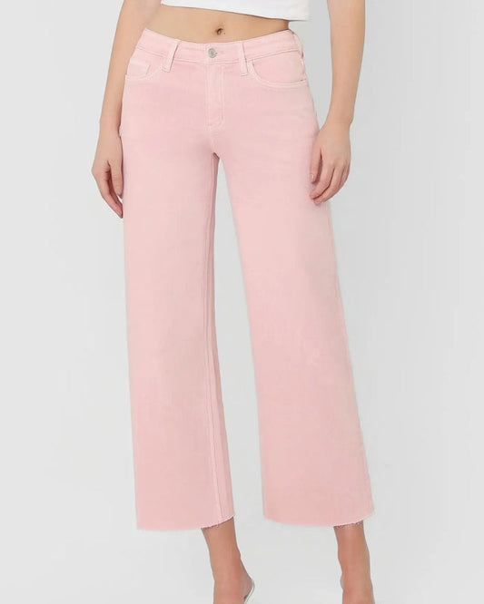 Pale Pink High Rise Crop Wide Leg "Pale Lilac"