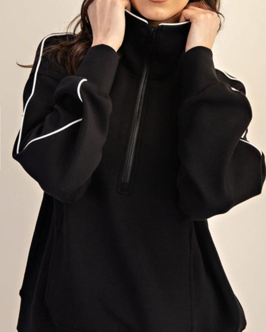 Modal Scuba Piping Quarter Zip Pullover