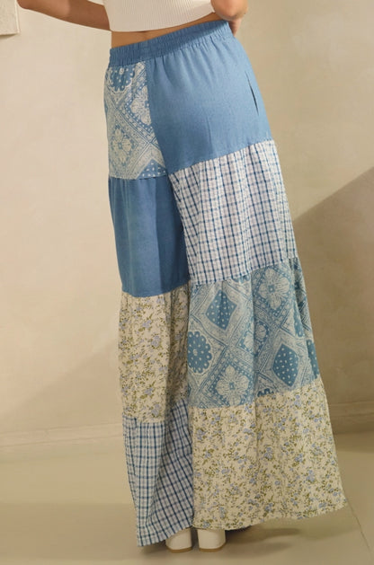 Patchwork "Holly Hobby" Wide Leg Pants