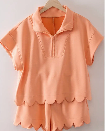 1/2 Zip Up w/ Scallop Edge Top