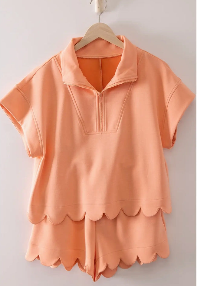 Scalloped Edge Drawstring Short