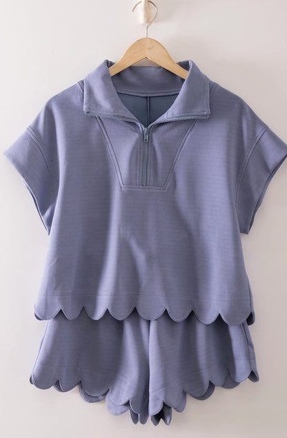 1/2 Zip Up w/ Scallop Edge Top