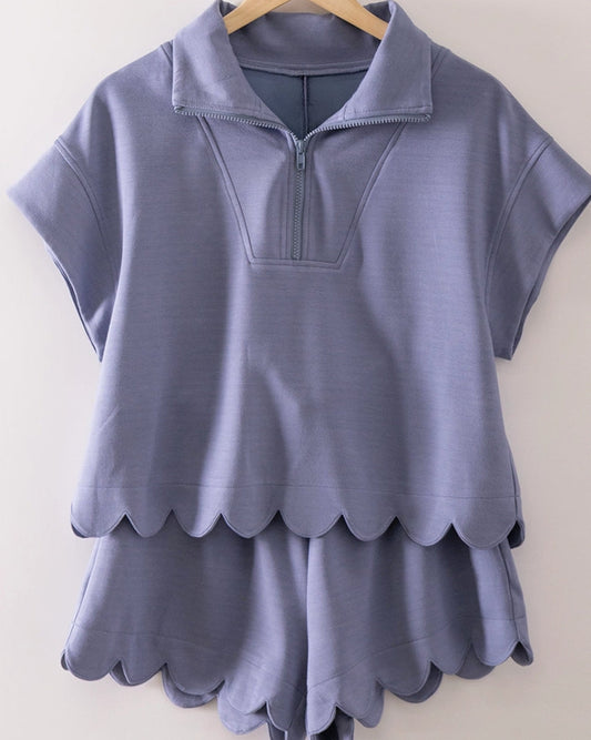 Scalloped Edge Drawstring Short