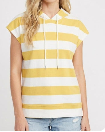 Rugby Yellow Stripe Short Sleeve Hoodie