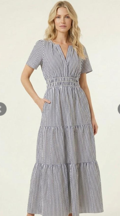 Coastal Vibes Striped Maxi Dress