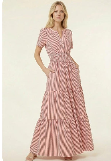 Coastal Vibes Striped Maxi Dress