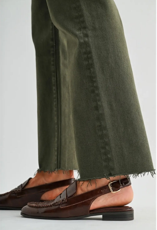 Olive Green High Rise Straight Ankle