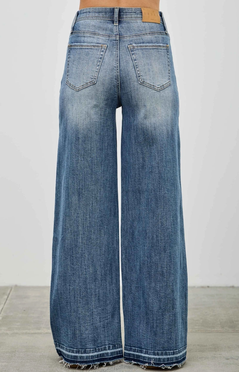 High Rise Wide Leg with Released Hem