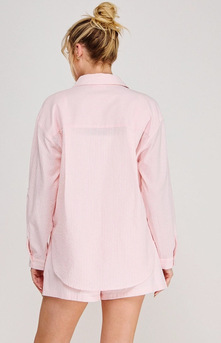 Pink Twin Stripe Button Up Shirt