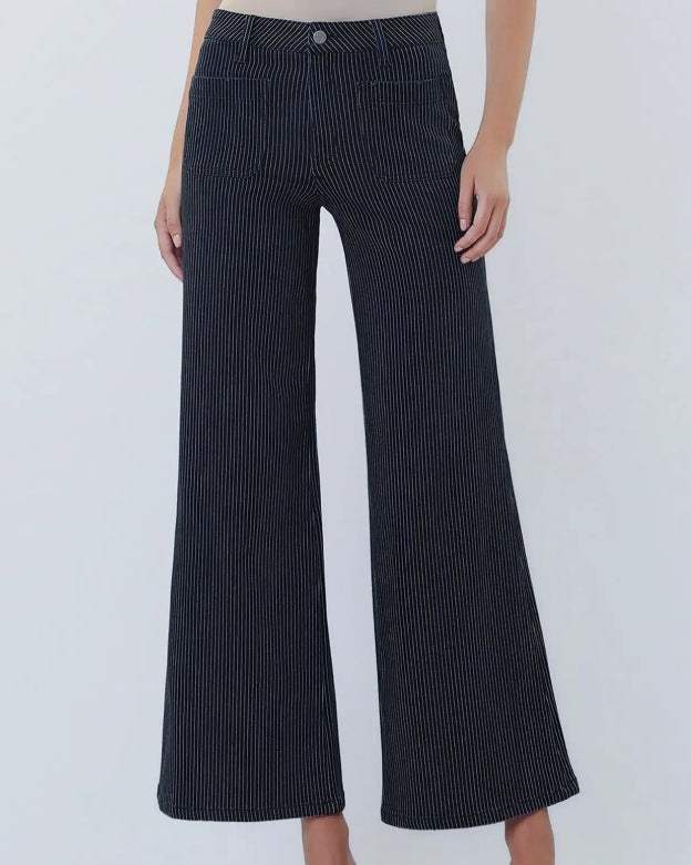High Rise Striped Cropped Wide Leg