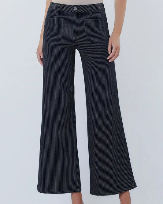 High Rise Striped Cropped Wide Leg