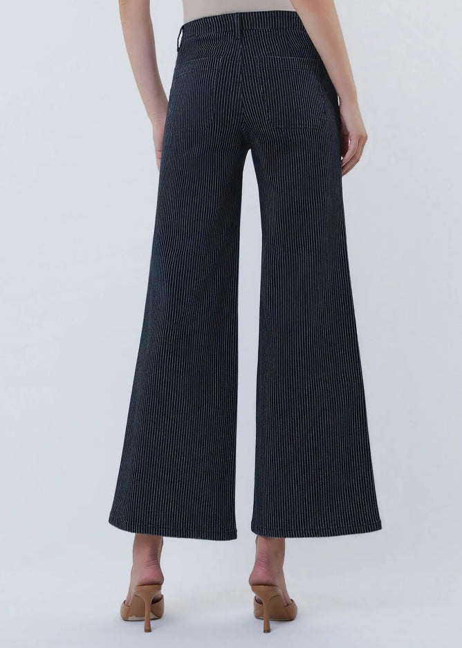 High Rise Striped Cropped Wide Leg