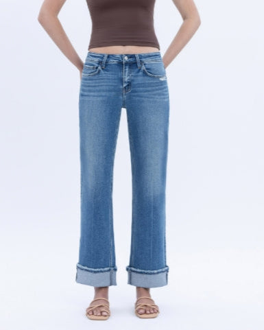 Lovervet "Delicate Gleam" Mid Rise Ankle Cuffed Slim Wide