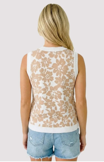 Floral Printed Sweater Tank Top