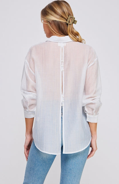 Sky Blue Textured Shimmer Button Up Shirt