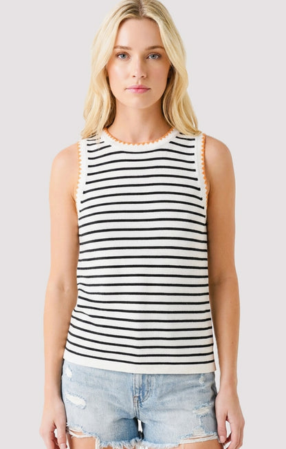 Color Stitched Stripe Tank Sweater