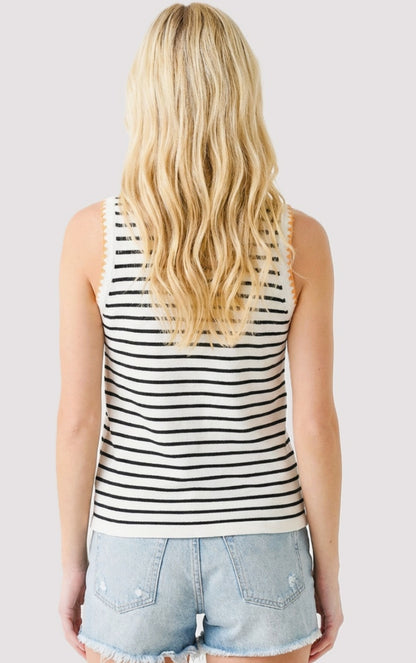 Color Stitched Stripe Tank Sweater