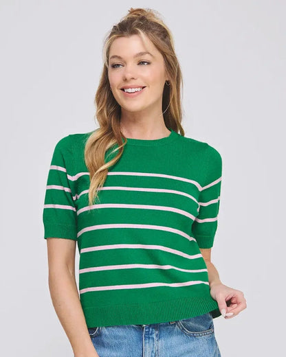 Watermelon Stripe Short Sleeve Preppy Top