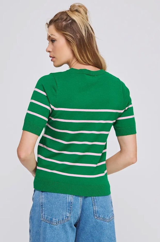 Watermelon Stripe Short Sleeve Preppy Top