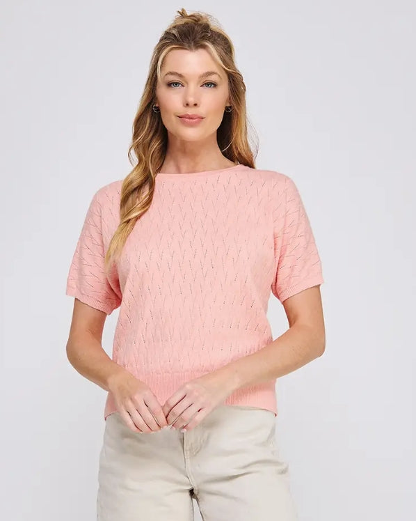Melon Soft Fine Gauge Short Dolman Sleeve