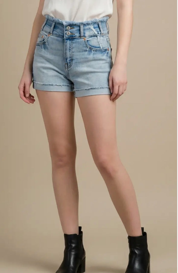 Artemis - High Rise Wide Waist Band Double Button Short