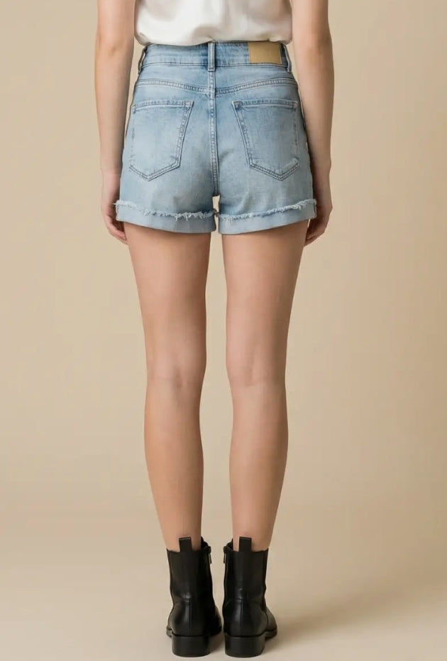 Artemis - High Rise Wide Waist Band Double Button Short