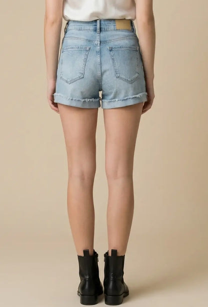 Artemis - High Rise Wide Waist Band Double Button Short