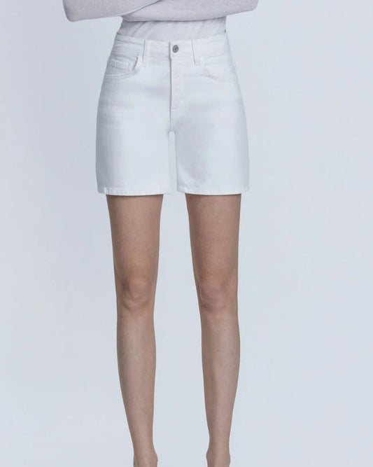 Vervet -High Rise "Optic White" Midi A Line Shorts