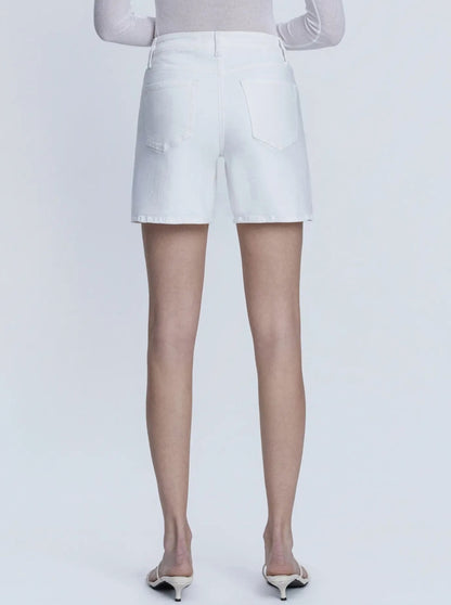 Vervet -High Rise "Optic White" Midi A Line Shorts