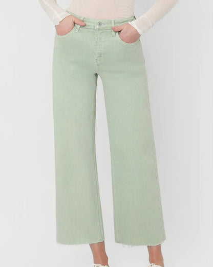 Vervet High Rise "Mint" Color Crop Wide Leg Jeans