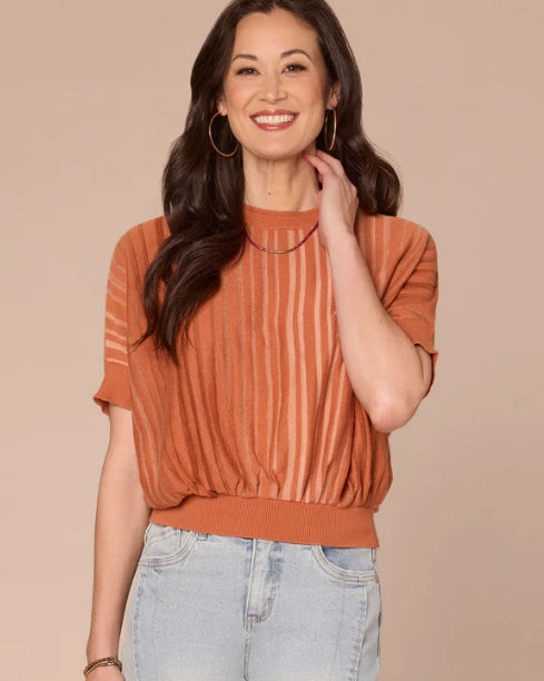 Rust 3/4 Dolman Sleeve Lightweight Sweater