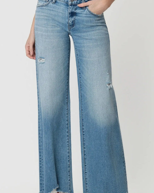 Vervet - "Insightful" Low Rise Distressed Wide Flare