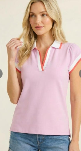 Johnny Collared Varsity Short Sleeve Top