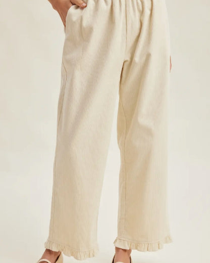 Corduroy Ruffle Hem Pants